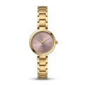 Assar Classic gold-tone watch with blush pink dial and Roman numeral markers