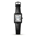 CARTIER-inspired rectangular black leather watch