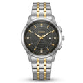 Citizen two-tone silver and gold watch with black dial and metal bracelet