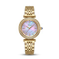 Nektom luxury gold-tone watch with mother-of-pearl dial and crystal bezel