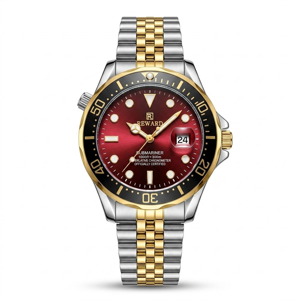 REWARD two-tone red dial luxury-inspired watch