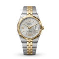 Rolex-inspired two-tone Datejust style watch with silver dial