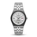Rolex-inspired Land-Dweller style watch with white dial and black bezel