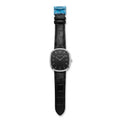 Universe Point black dial luxury watch with black leather strap